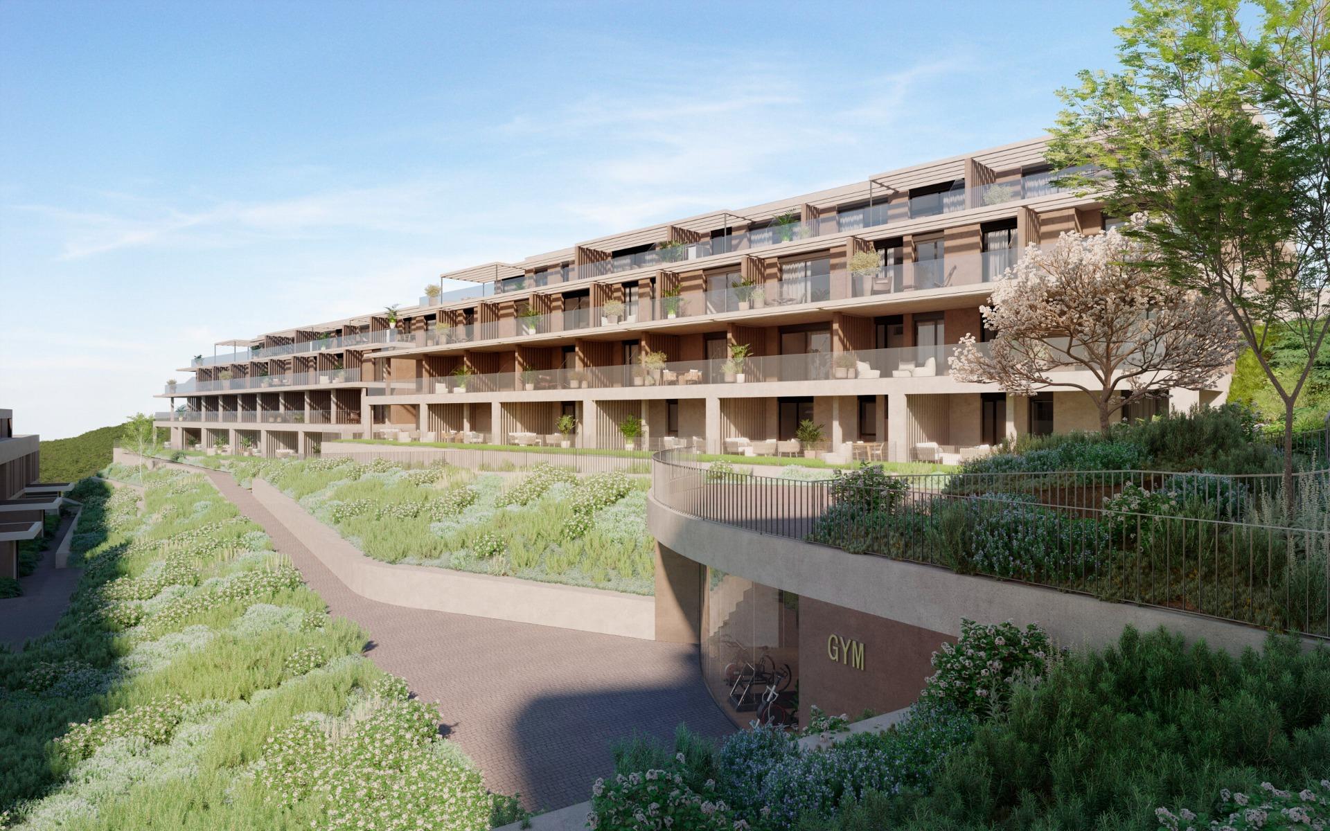 Nowy kompleks mieszkaniowy z widokiem na pole golfowe i morze w pobliżu Estepony