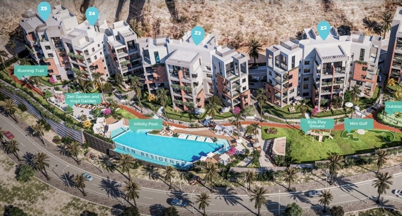 Five carefully designed buildings.   